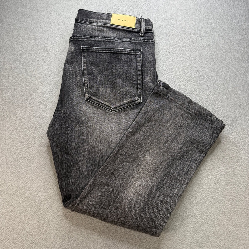MNML Jeans Mens 40 Black Cotton Spandex Flare Streetwear Denim Pants Streetwear